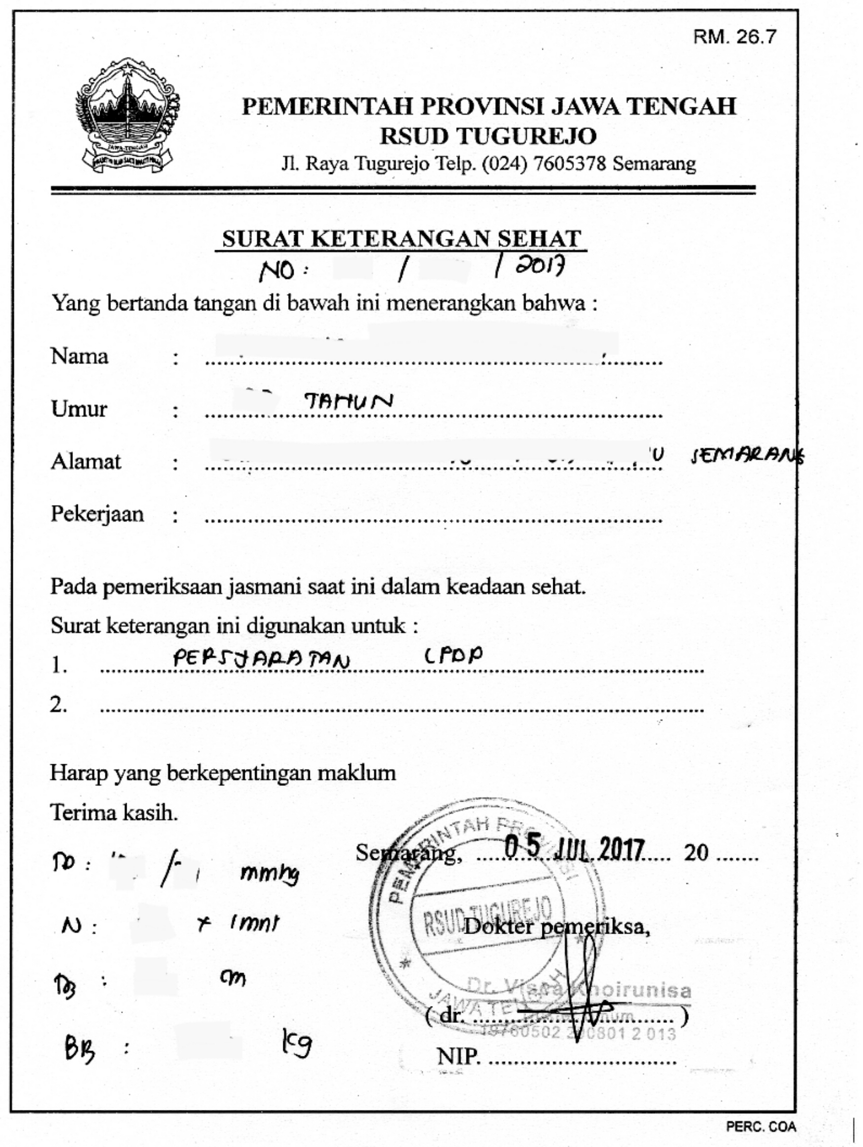 Contoh Surat Izin Dokter Semarang Contoh Surat
